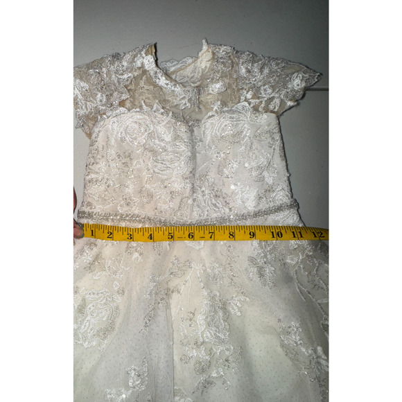 David Bridal DB Girl 2T Dress Lace Embroidered Rhinestone Beaded Wedding Formal - Picture 12 of 16